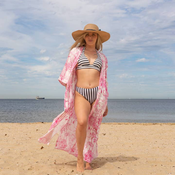 Cotton Kimono Robe - FLORAL VIBES for wholesale by Linen Connections