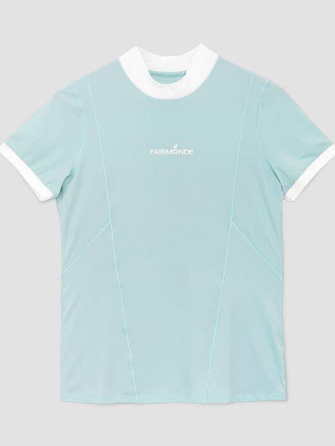 Mock Neck Tee - Sky High Blue for wholesale by Fairmonde Golf