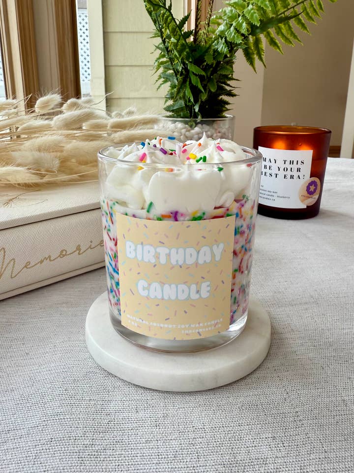 Sprinkles Birthday Cake Candle Handmade with Natural Coconut Soy Wax | Funfetti Candle | Confetti Candle | Rainbow Candle for wholesale by IMK Candles