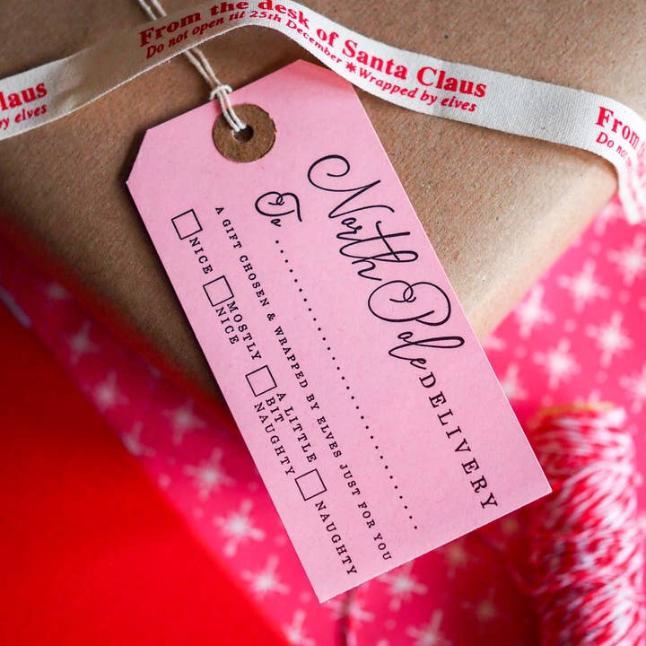 soch and co - Wholesale Gift Tag - North Pole delivery Christmas letterpress gift tags 5pk1