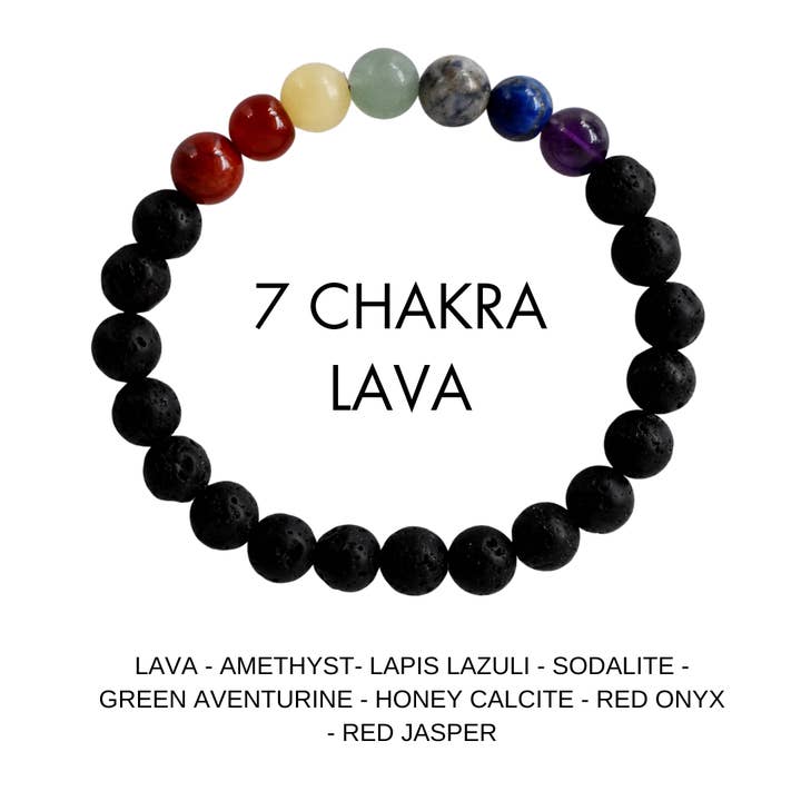 Soothing Crystals - Wholesale Aromatherapie-armband - Lava Diffuser | Lava met 7 Chakra's | Aromatherapie armbanden0