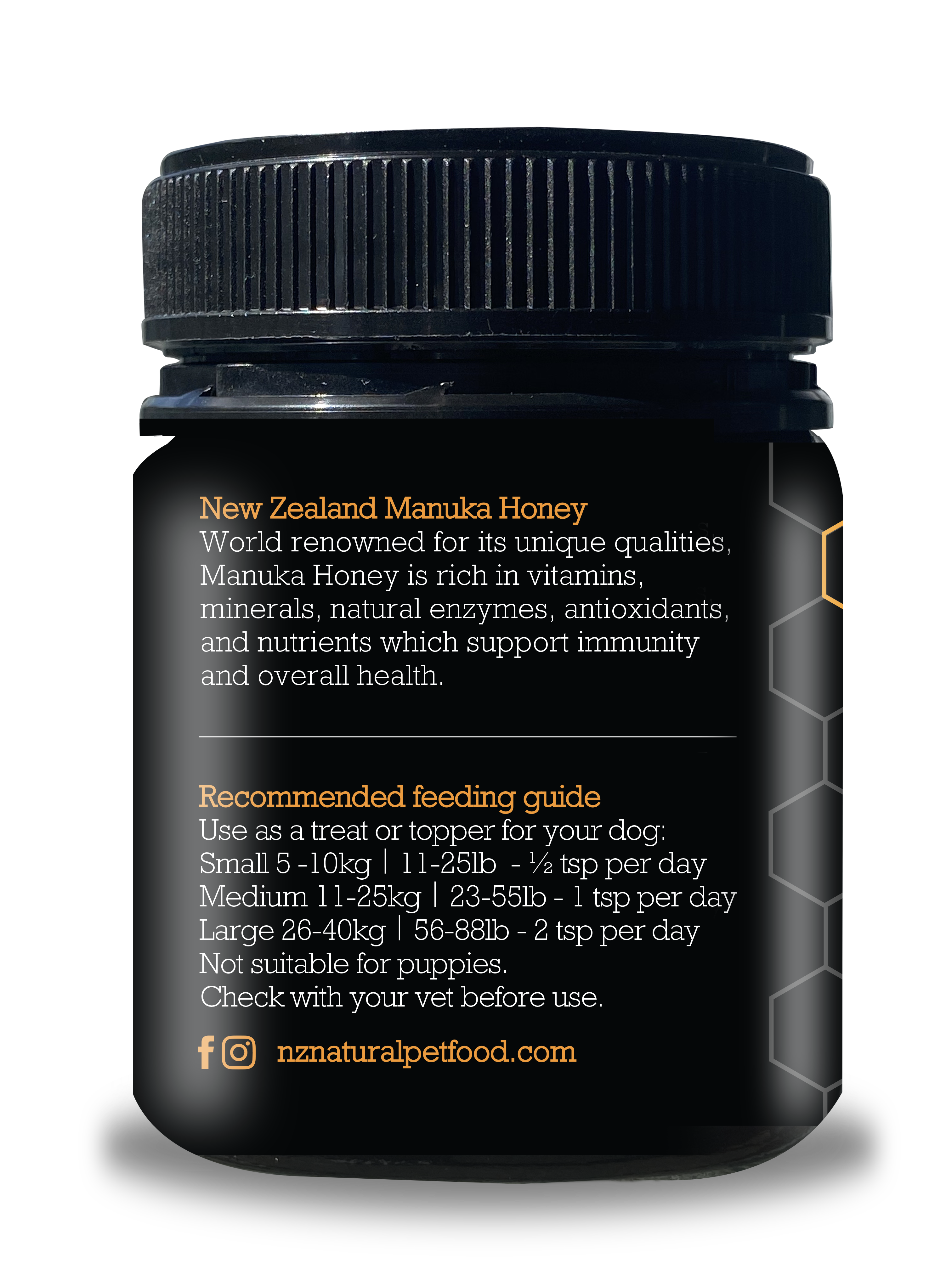 The New Zealand Natural Pet Food Co - Wholesale Pet Treats - Dog - Woof Manuka Honey 8.8oz2