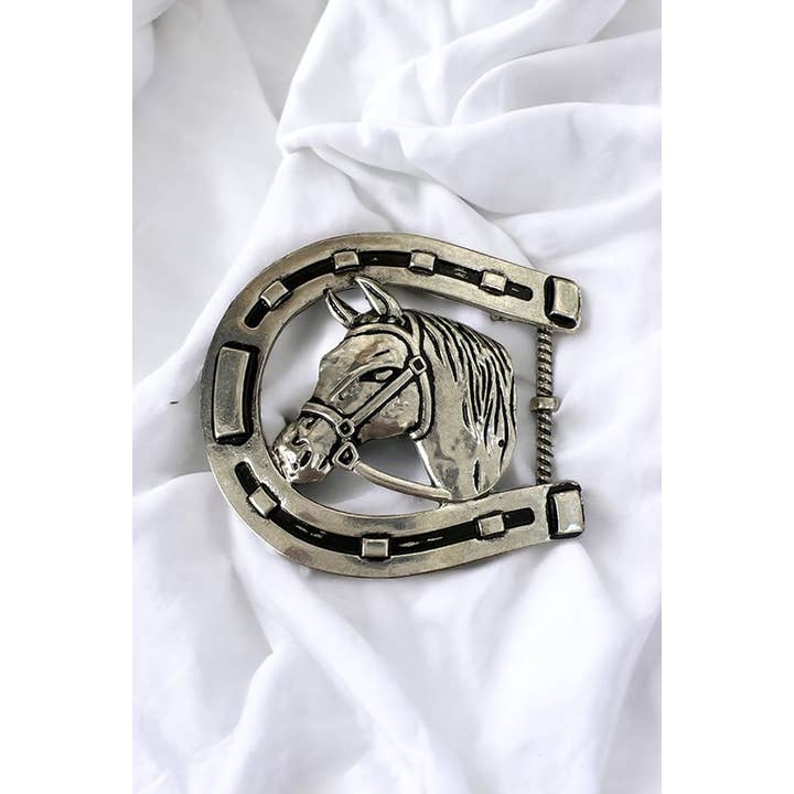 Burnished silver Horse Buckle Accessory BF19-SX1008 for wholesale on Faire