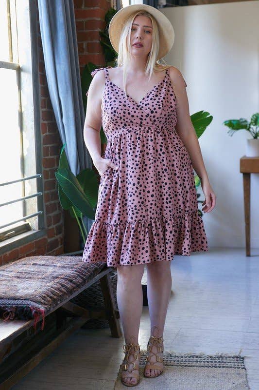 Davi & Dani - Wholesale Dress - Women's - ANIMAL PRINT RIBBON TIE STRAP RUFFLE DRESS6