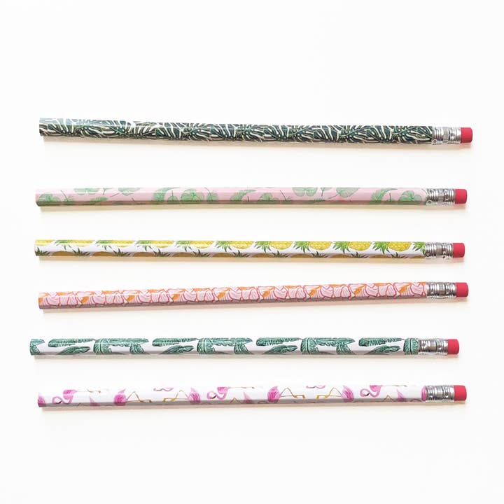 Artistry Cards - Wholesale Pencil - Set of 6 Tropical Pencils – Vibrant Stationery for Creative