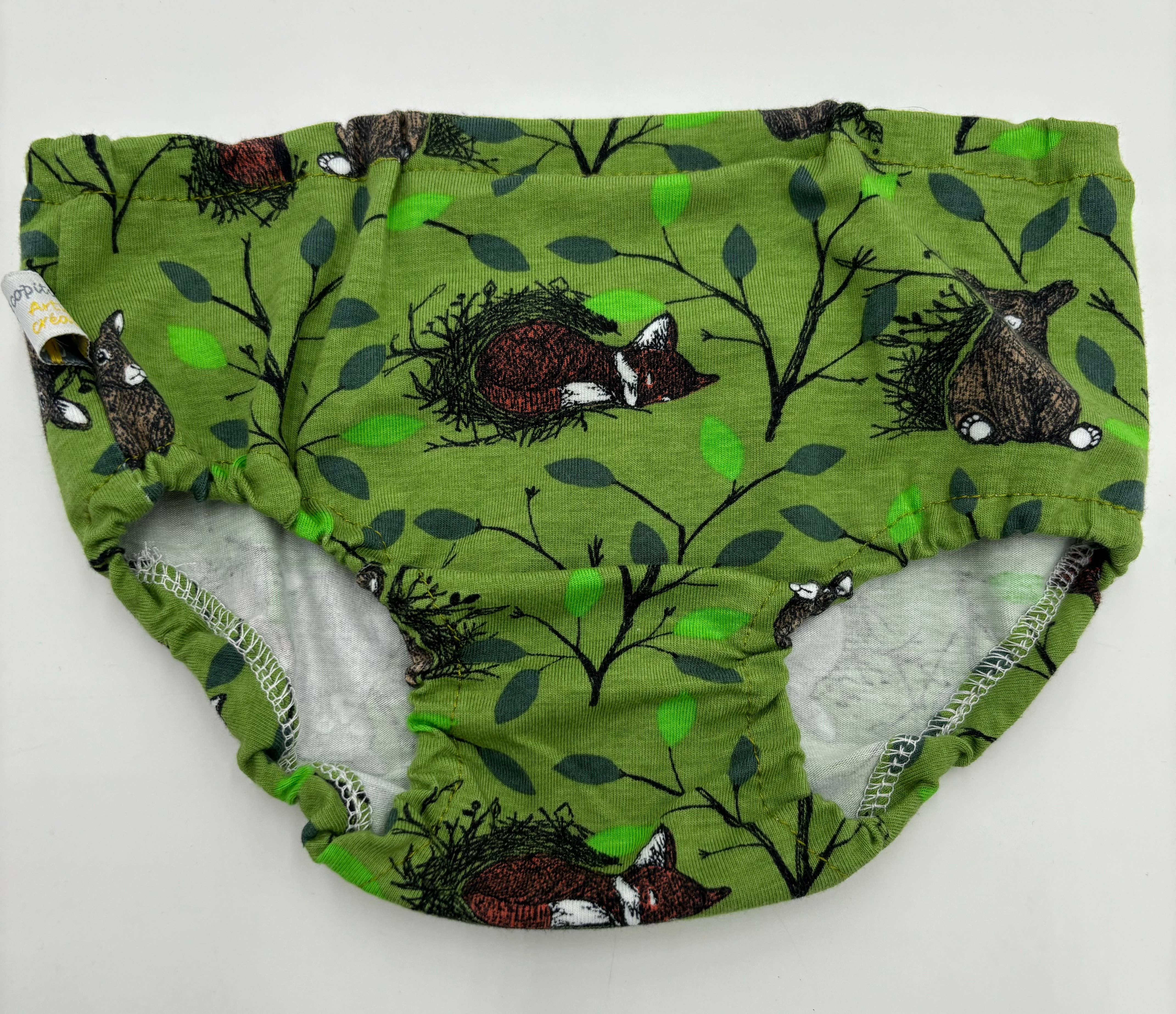 Ecopitchoun - Wholesale Underwear/Diaper Cover - Baby - BIO baby panties in blue, green, ochre, beige animal colors2