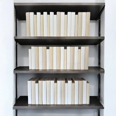 50 volumes reliés en parchemin blanc et naturel. pour la vente par BookStyled