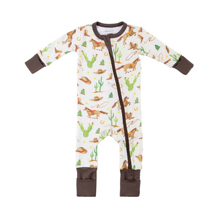 Baby Bamboo Pajamas w/ DreamCuffs® - Western for wholesale by Dreamland Baby
