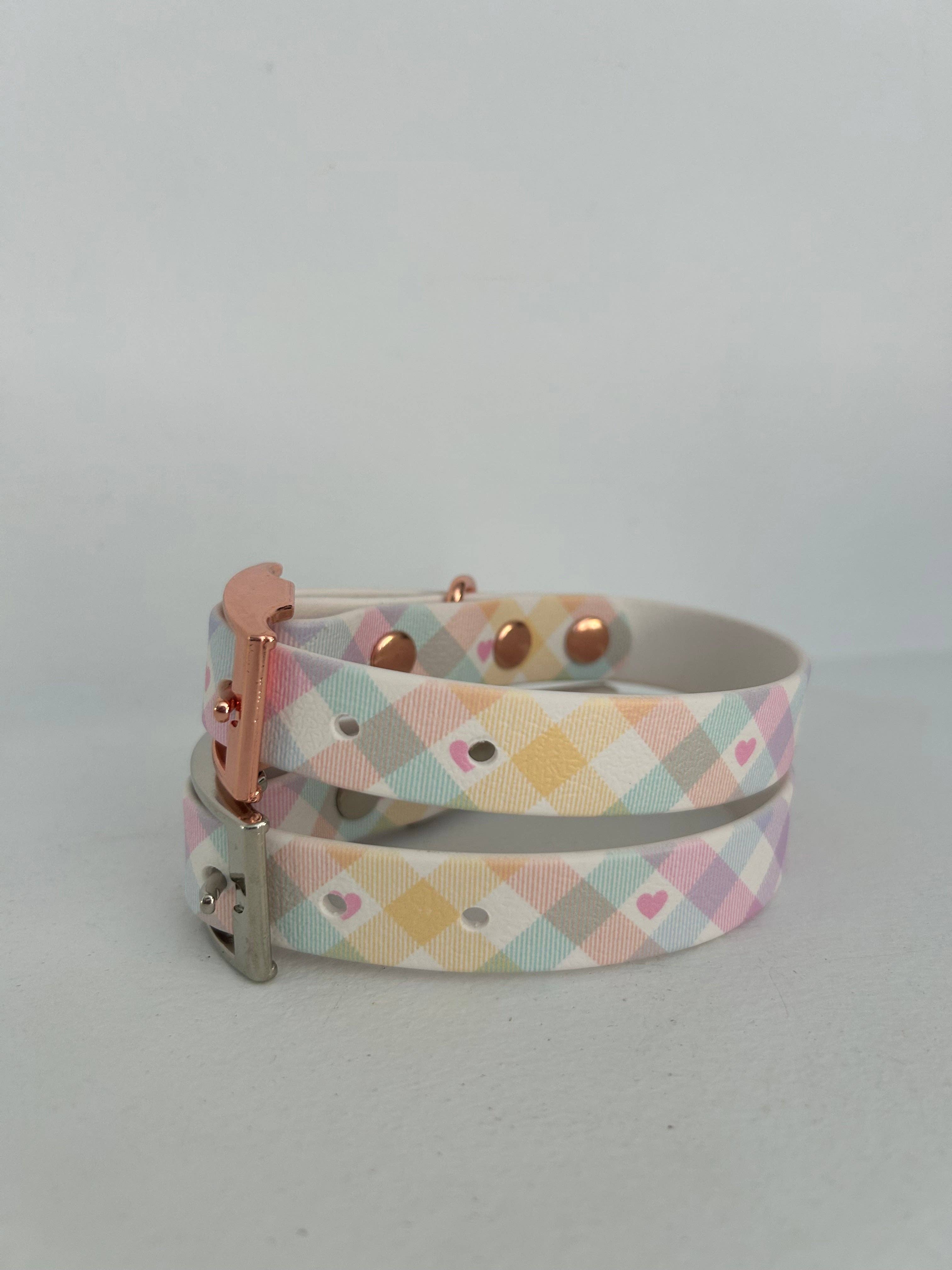 Puppies & Pom Poms - Vente Collier – chien - Collier pour chien artisanal pastel vichy étanche13