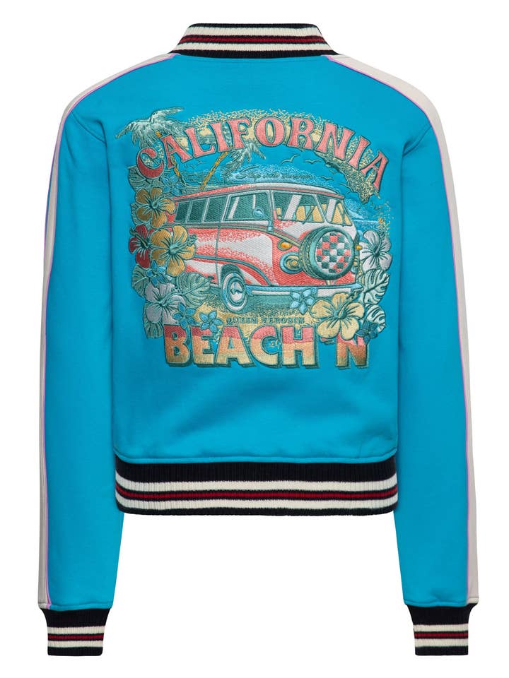 Casaco universitário 'California Beachin'' em azul por atacado de KING KEROSIN