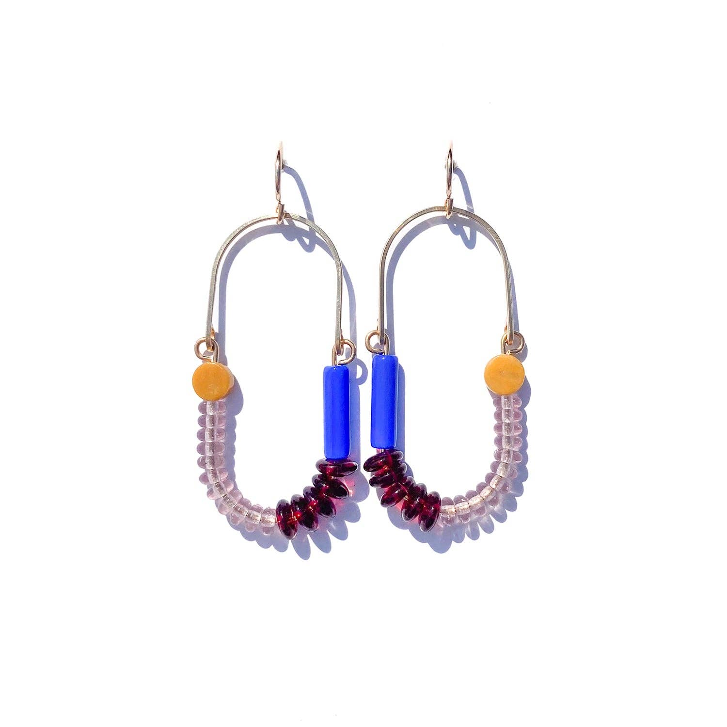 Michelle Starbuck Designs - Wholesale Dangle Earrings - Balance Earrings- Yellow Jasper, Periwinkle, + Oxblood