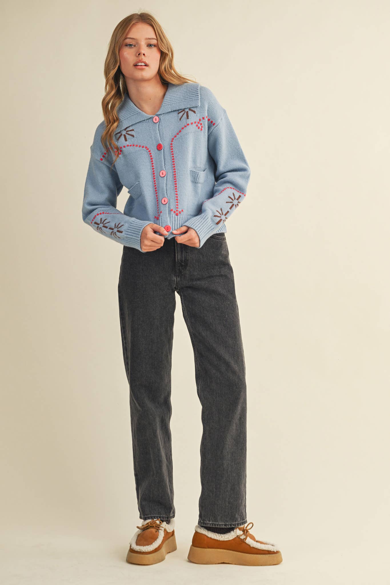 &MERCI - Wholesale Cardigan - Women's - WESTERN DESIGN SWEATER CARDIGAN MSW1121743