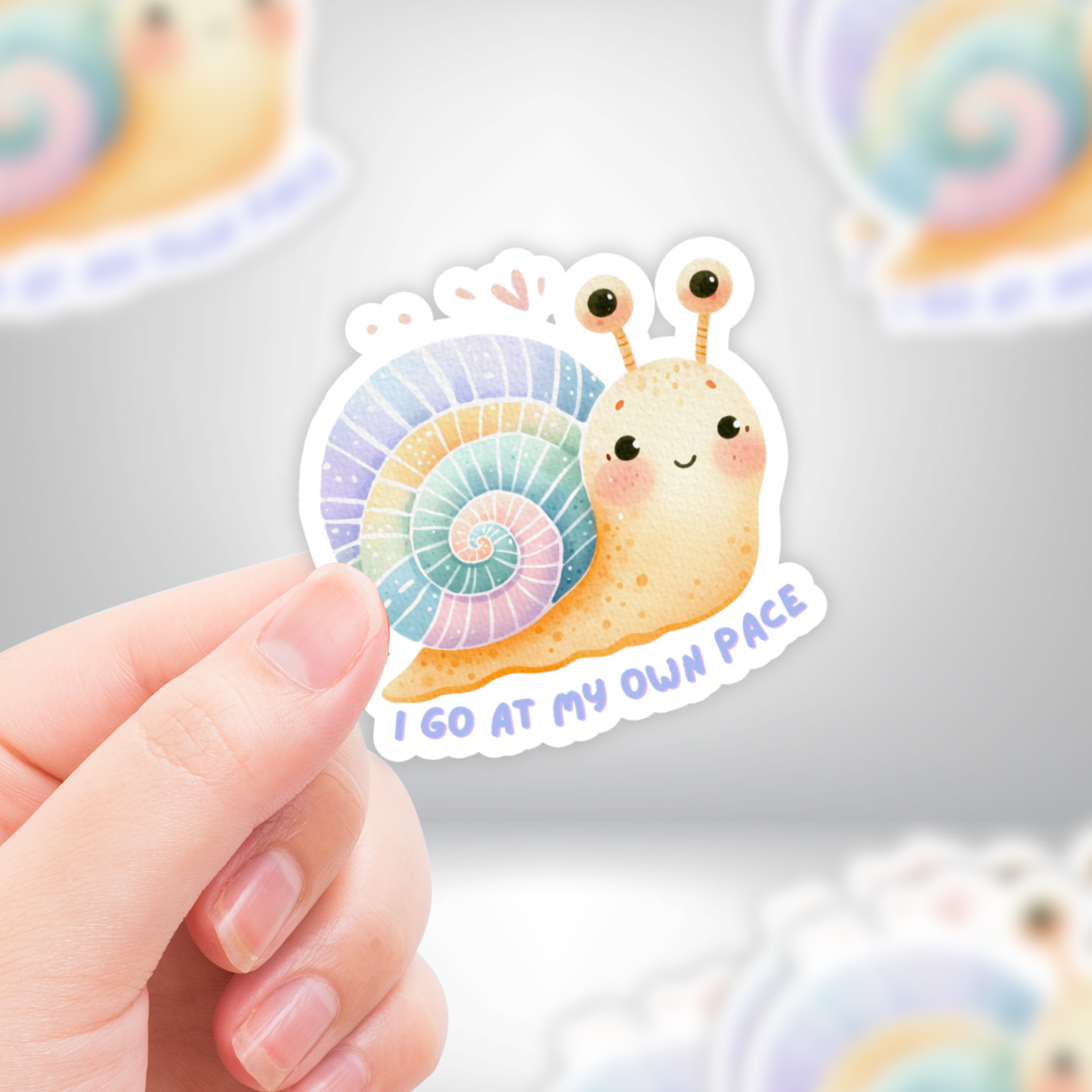 Coyote Color – wholesale Sticker – Cute Snail Sticker "I Go At My Own Pace" Decal0