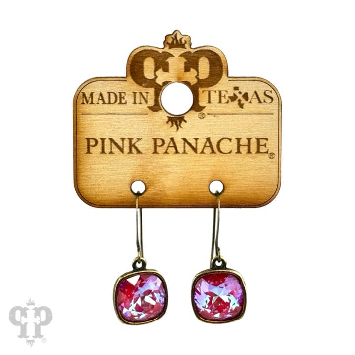 Pink Panache Brands - Wholesale Dangle Earrings - Austrian square crystal hook earring, 12mm29