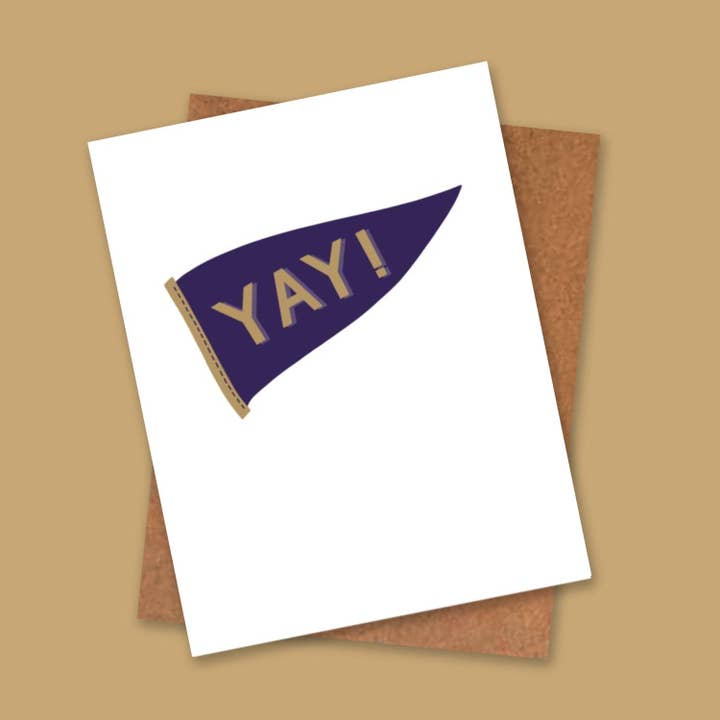 Purple and Gold Pennant Graduation Cards for Him or for Her for wholesale by Shop Like You Live Here