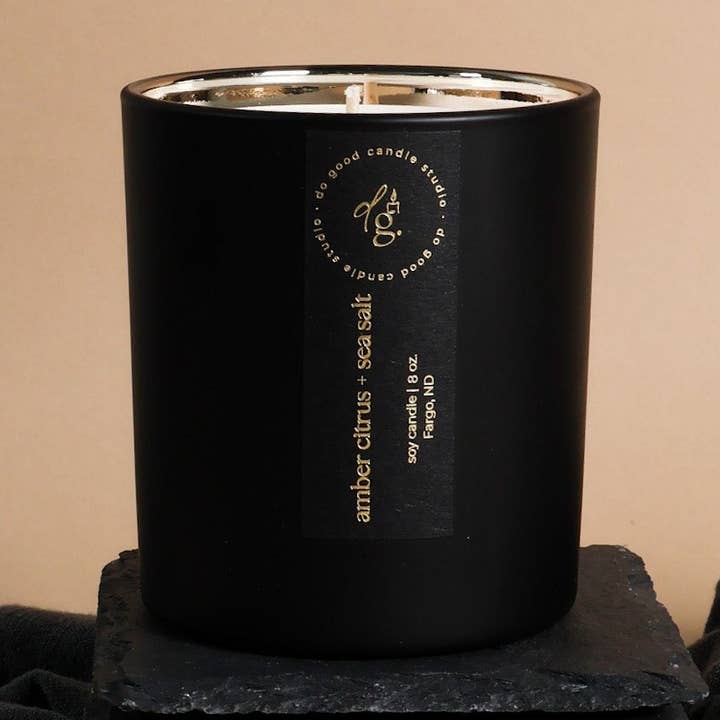 Do Good Candle Studio - Wholesale Jar/Filled Candle - Amber Citrus + Sea Salt | Signature Black Collection | Soy Candle0