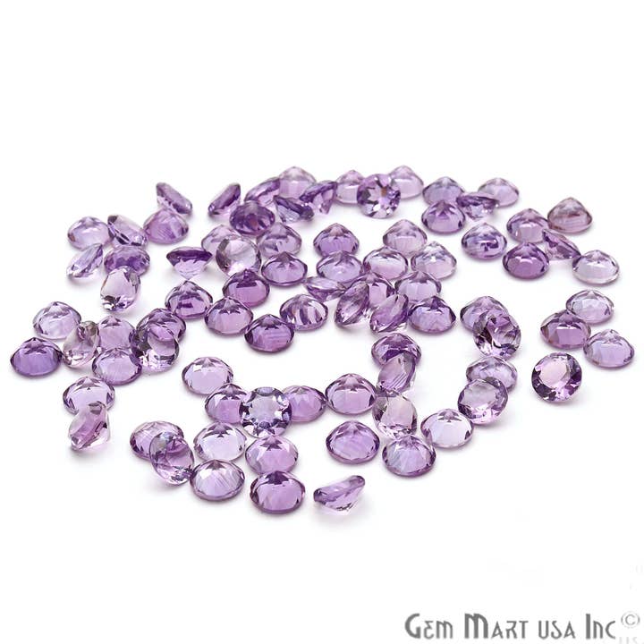 GemMartUSA - Vente Pierre et cristal de spiritualité - Pierre précieuse ronde à facettes en vrac, améthyste, 7 mm, 10 carats