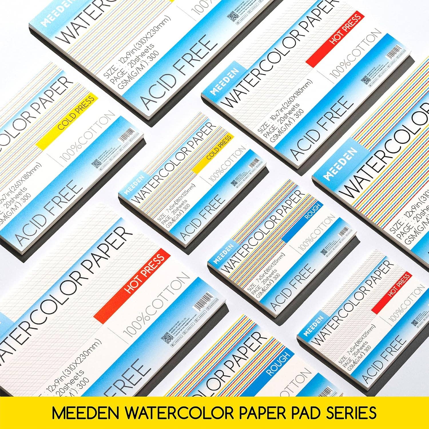 Pintar Art Supply - Vente Carnets de croquis - Bloc de papier aquarelle 100 % coton MEEDEN, 300 g/m², 20 feuilles5