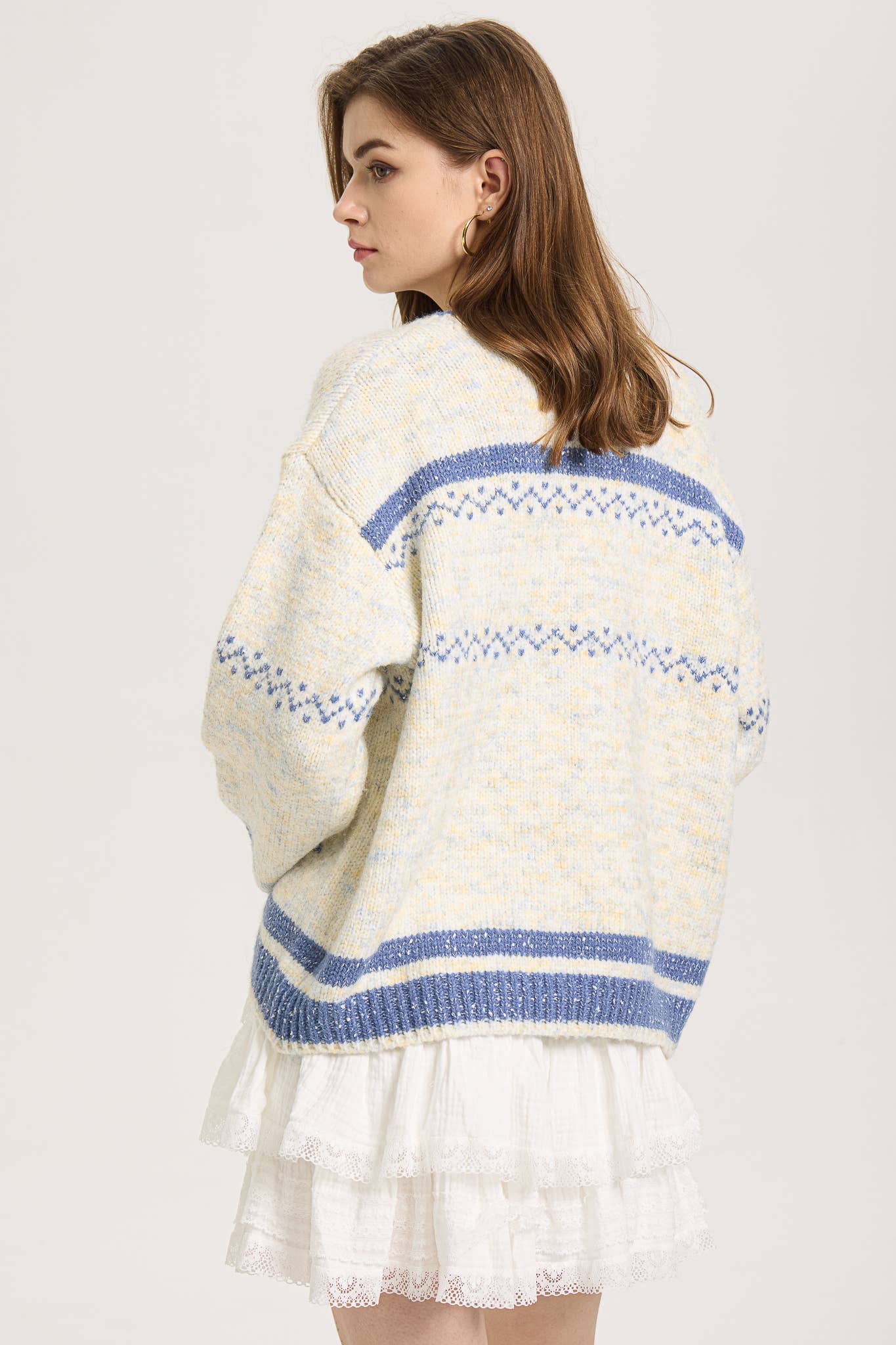 ROSIE POSIE – Großhandel Strickjacke – Damen – RP2587 - Strickjacke mit Knöpfen und Frostblumenmuster11