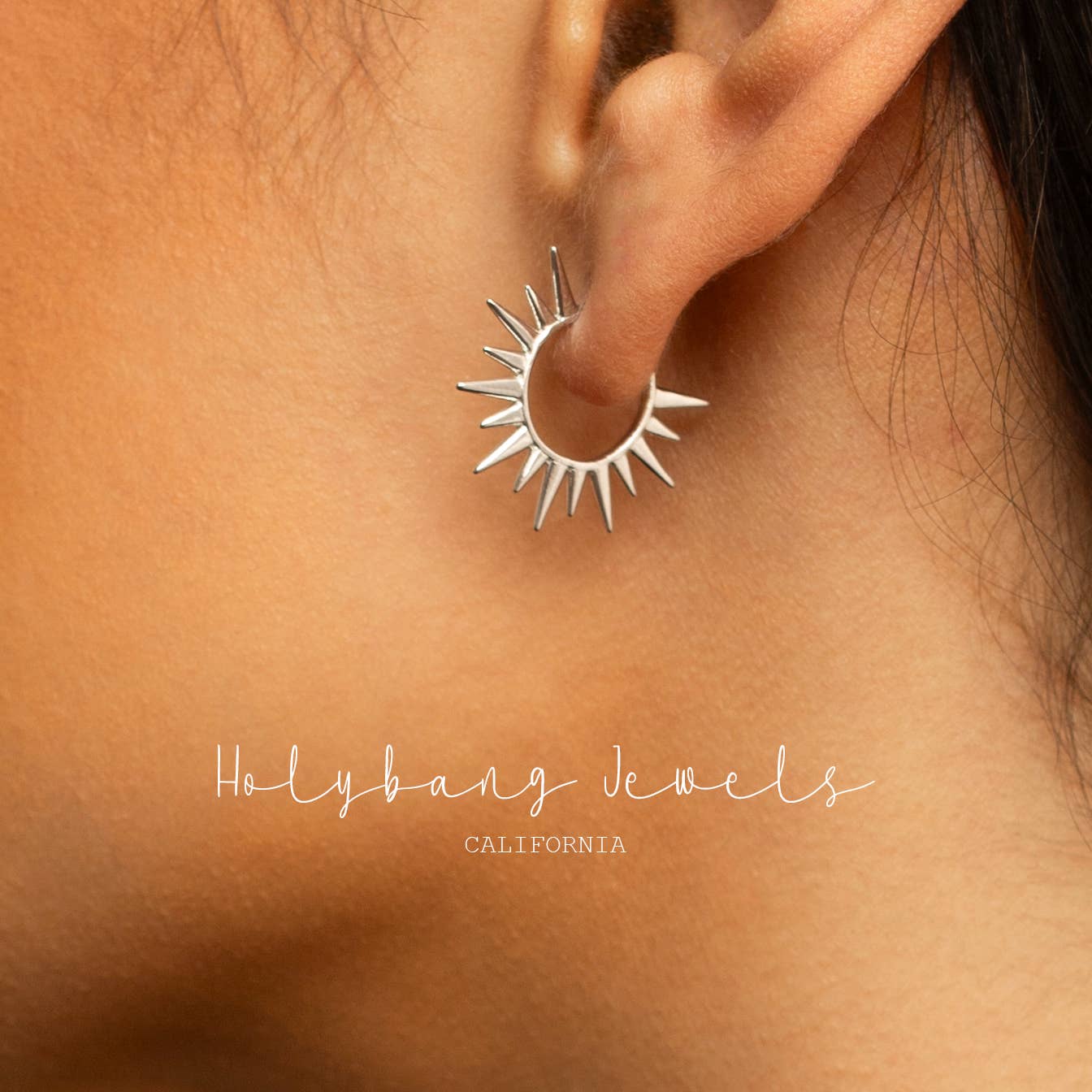 HolyBang Jewels - Vendita all'ingrosso Orecchini a cerchio - ORECCHINI A CERCHIO APERTI A SPIKE - E-HT16203