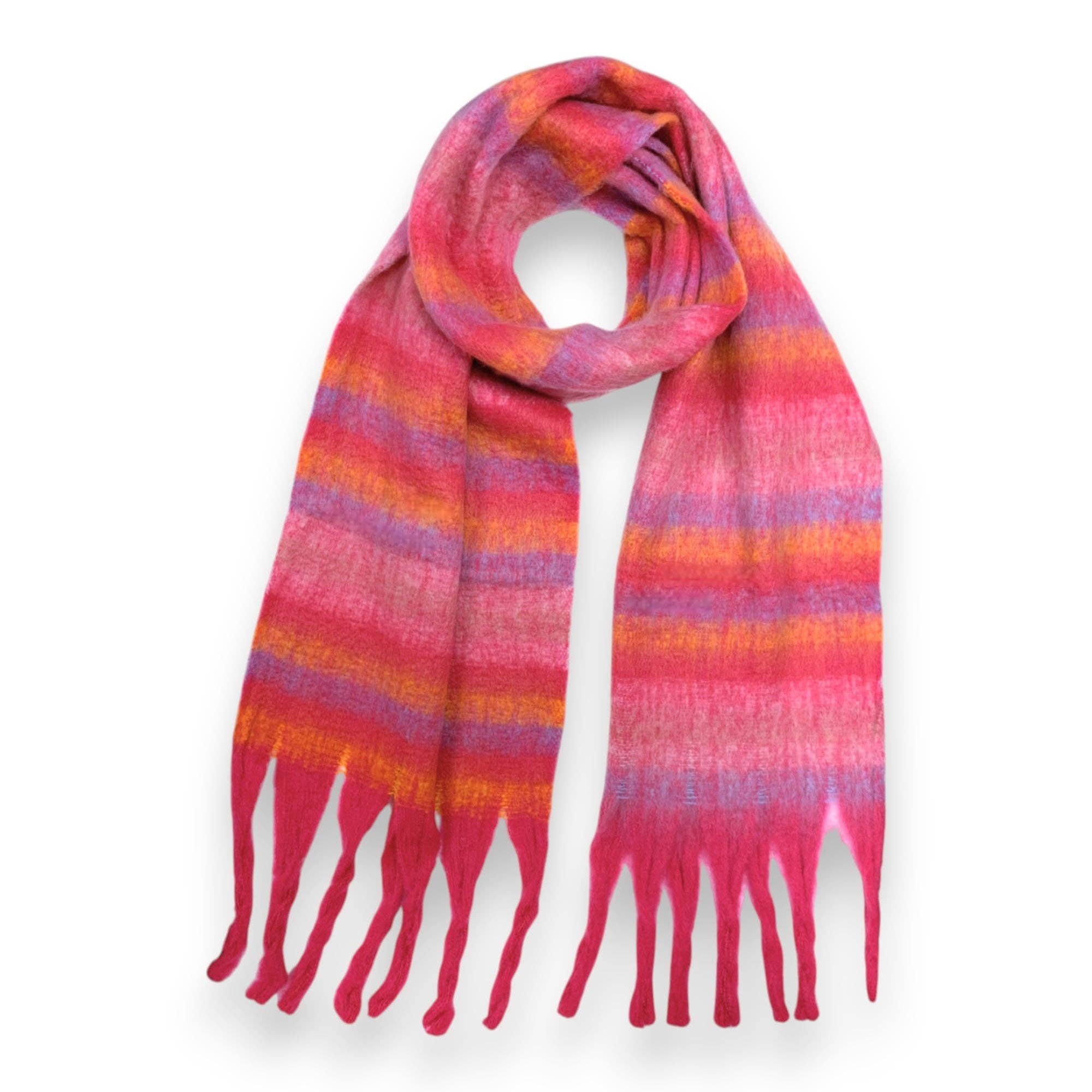Lili Scarves (US Duty Free) - Vente Écharpe – femme - Écharpe d'hiver en laine mélangée duveteuse à rayures2
