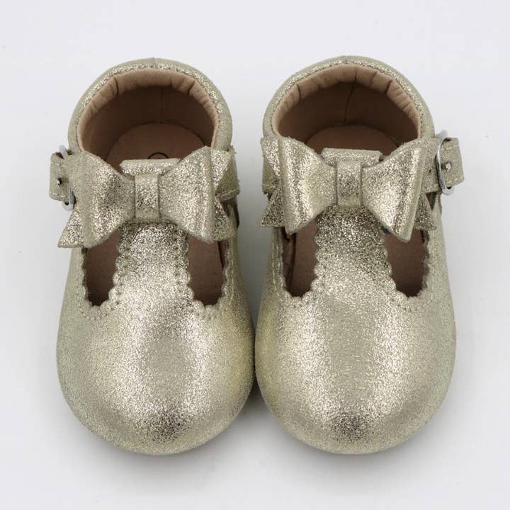 Pre-Order Bow T-Straps - Gold Shimmer for wholesale by Yourtay