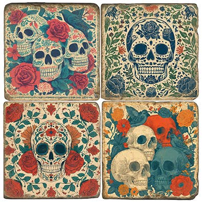 Jour des Morts II - Ensemble de 4 Dessous de Verre en Marbre Poli pour la vente par Studio Vertu