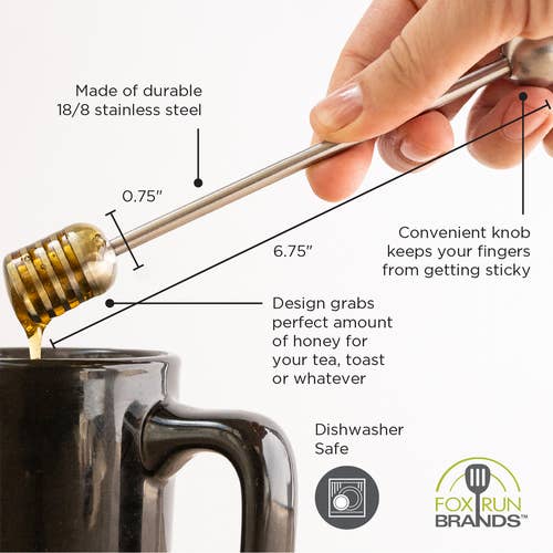 Fox Run Brands - Wholesale Honey Dipper - Fox Run Stainless Steel Honey Dipper, 6.5"10