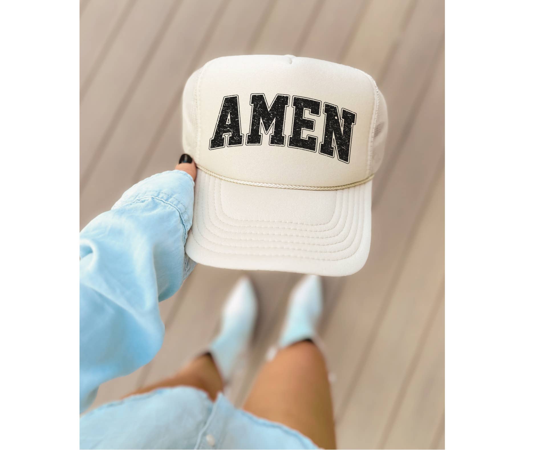 J. Mack Designs - Wholesale Trucker Hat - Women's - Amen Varsity Faith Foam Trucker Hat