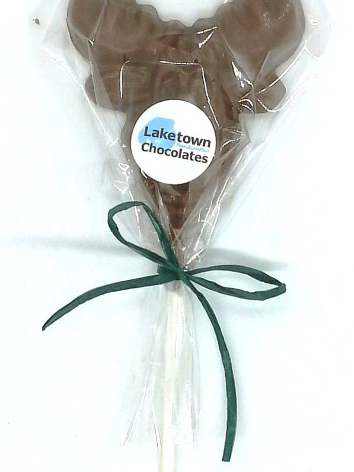 Chocolate Moose Lollipop - Cello Bagged with Ribbon for wholesale by Laketown Chocolates