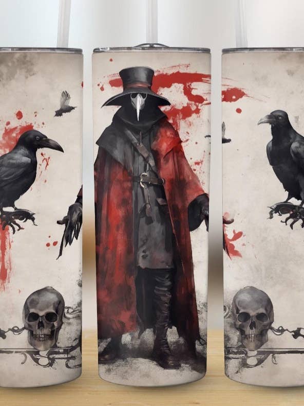 Plague doctor tumbler for wholesale by Eclectic Wallflower Boutique