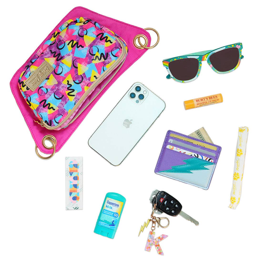 Betsy Dare - Wholesale Crossbody Bag - Women's - Neon Confetti Print Lisa Convertible Crossbody/Belt Bag5