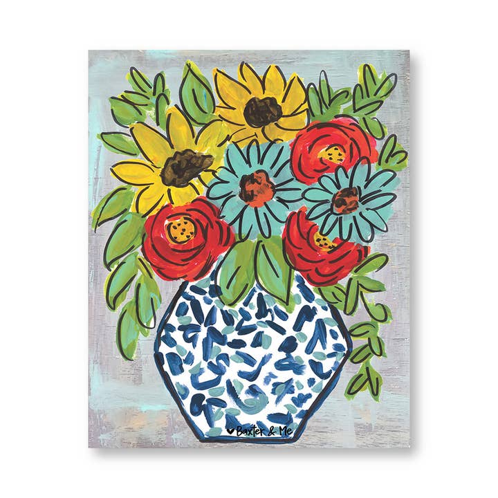 Baxter & Me - Wholesale Art Print - Blue Vase - Wrapped Canvas