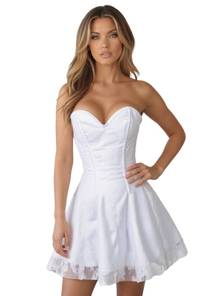 Daisy Corsets - Vente Robe – femme - Robe corset en dentelle blanche somptueuse13