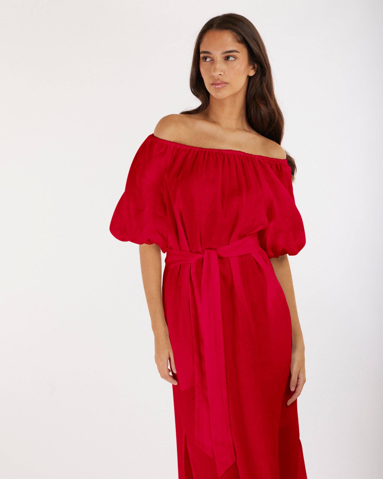 Wren Linen Maxi Dress - Red for wholesale on Faire5