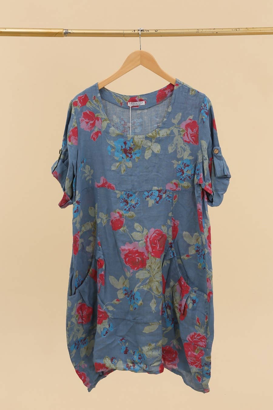 la maison des fibres naturelles – wholesale Klänning - Dam – Klänning i 100 % linne med blommönster 324011