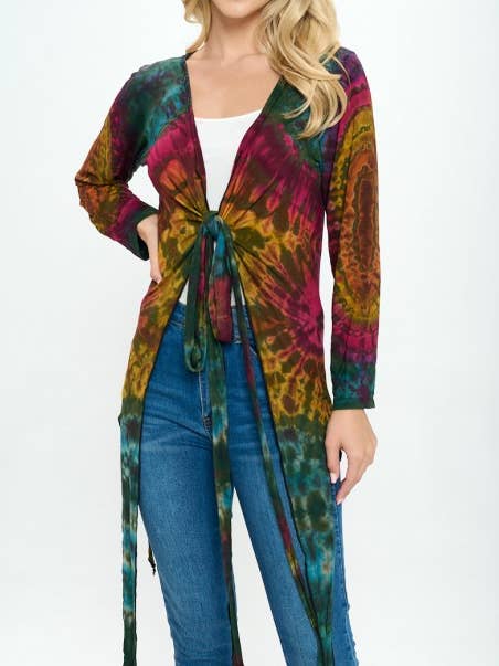 Kathmandu Imports - Wholesale Cardigan - Women's - Long-Sleeves Tie-Dye Cardigan (TH-1697)0