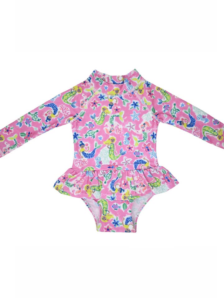 Flap Happy - Vendita all'ingrosso Rashguard - Neonati - Costume da bagno per bambine Alissa con volant Rash Guard, UPF50+2