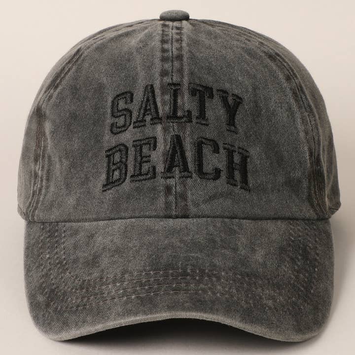 Fashion City - Wholesale Baseball Cap - Women's - Salty Beach Text Embroidery Baseball Cap