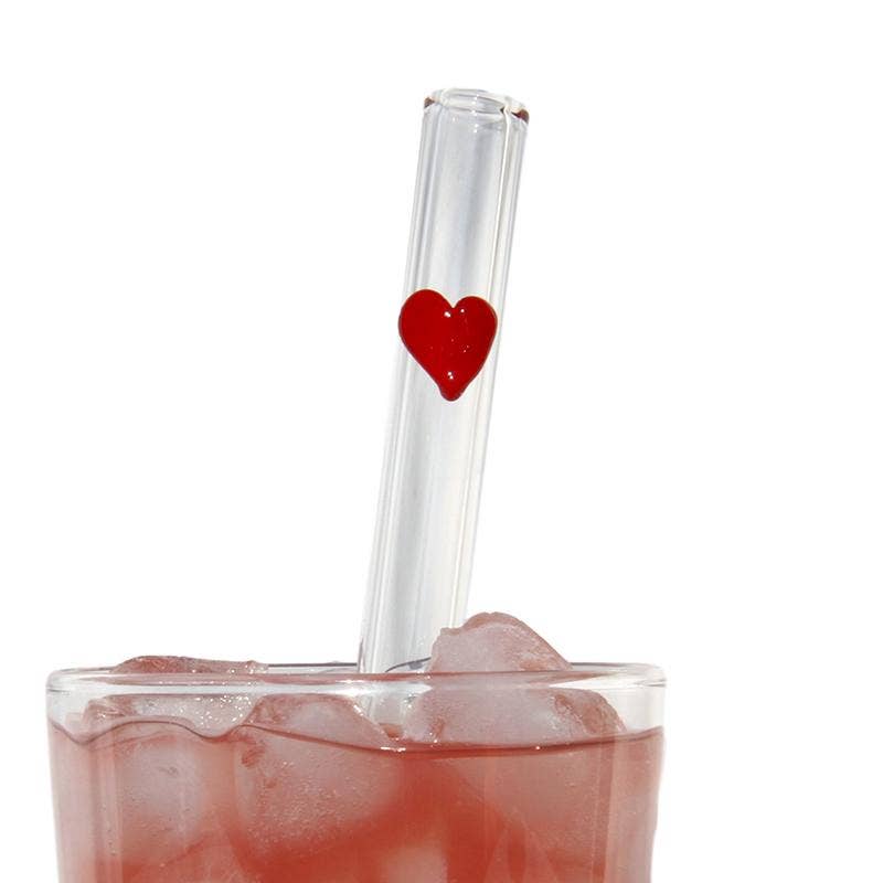 Glass Sipper Reusables Inc - Wholesale Rietjes - Hearts herbruikbare glazen rietjes