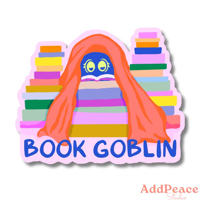 Autocollant en vinyle de lecture confortable de gobelin de livre pour la vente par AddPeace Studio