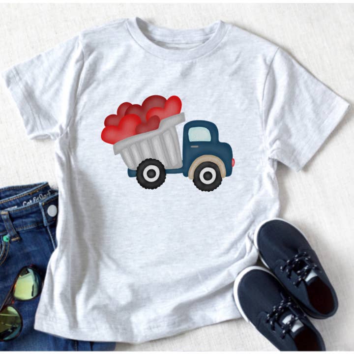 Dump Truck Boy Valentine Youth Tee for wholesale by Painted Skies
