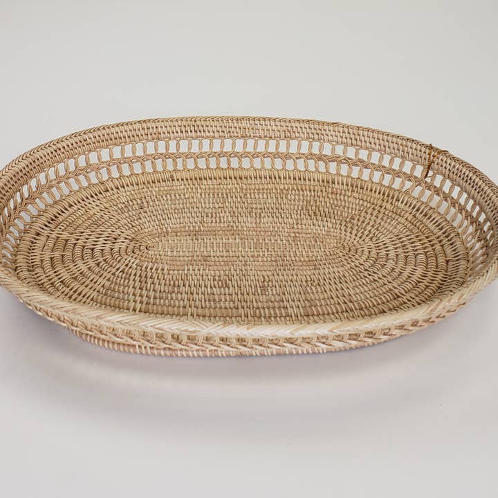 Fair Trade Handmade Decorative Oval Tray - Large for wholesale by Baskets of Cambodia