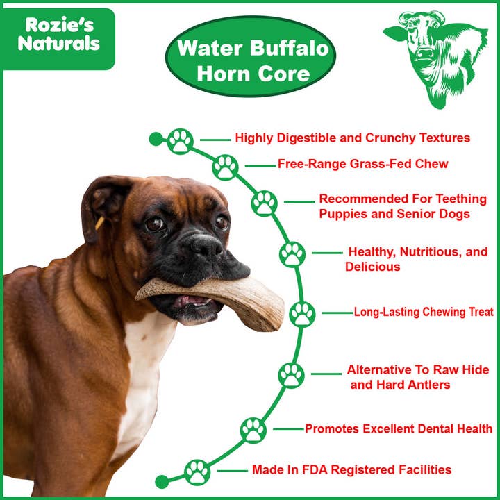 Rozie's Naturals - Wholesale Pet Treats - Dog - WATER BUFFALO HORN CORE - Grain-Free, 100% Natural Chews13