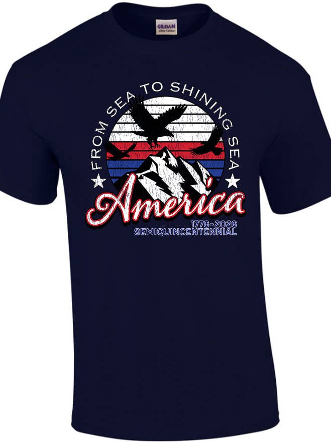From Sea to Shining USA 250th Anniversary Graphic T-Shirt for wholesale by CJS Products LLC