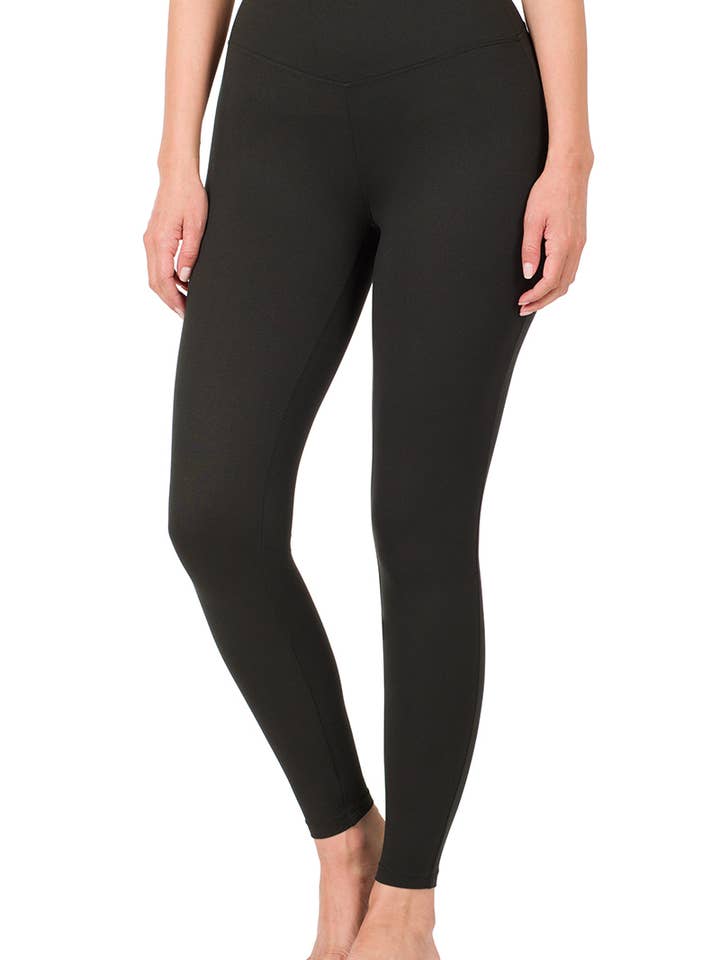 Brushed Microfiber Wide Waistband Leggings for wholesale by Vanilla Monkey