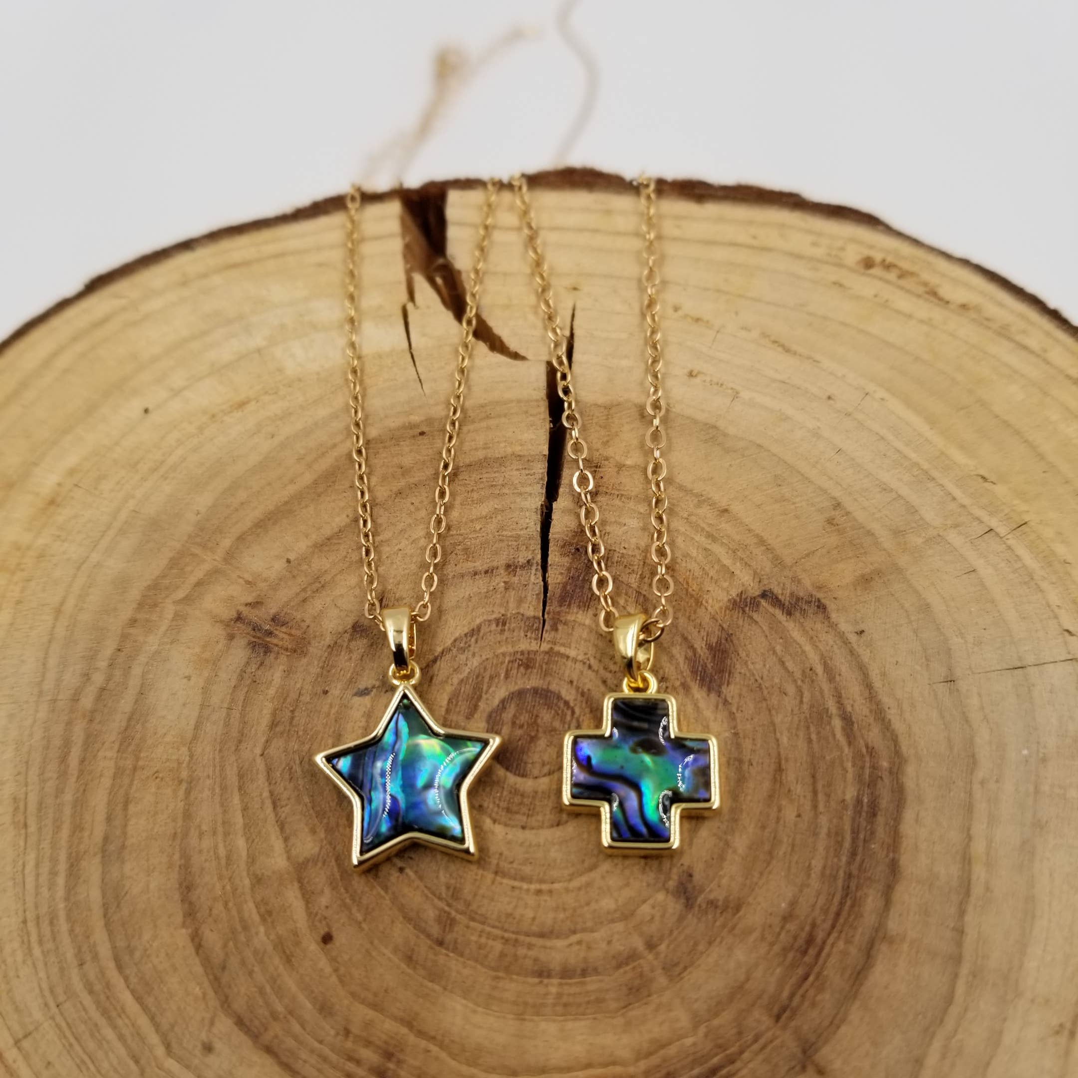 CHAKRA JEWELRY - Wholesale Pendant/Charm Necklace - Natural Abalone Shell Stars & Crosse Pendant Necklace3