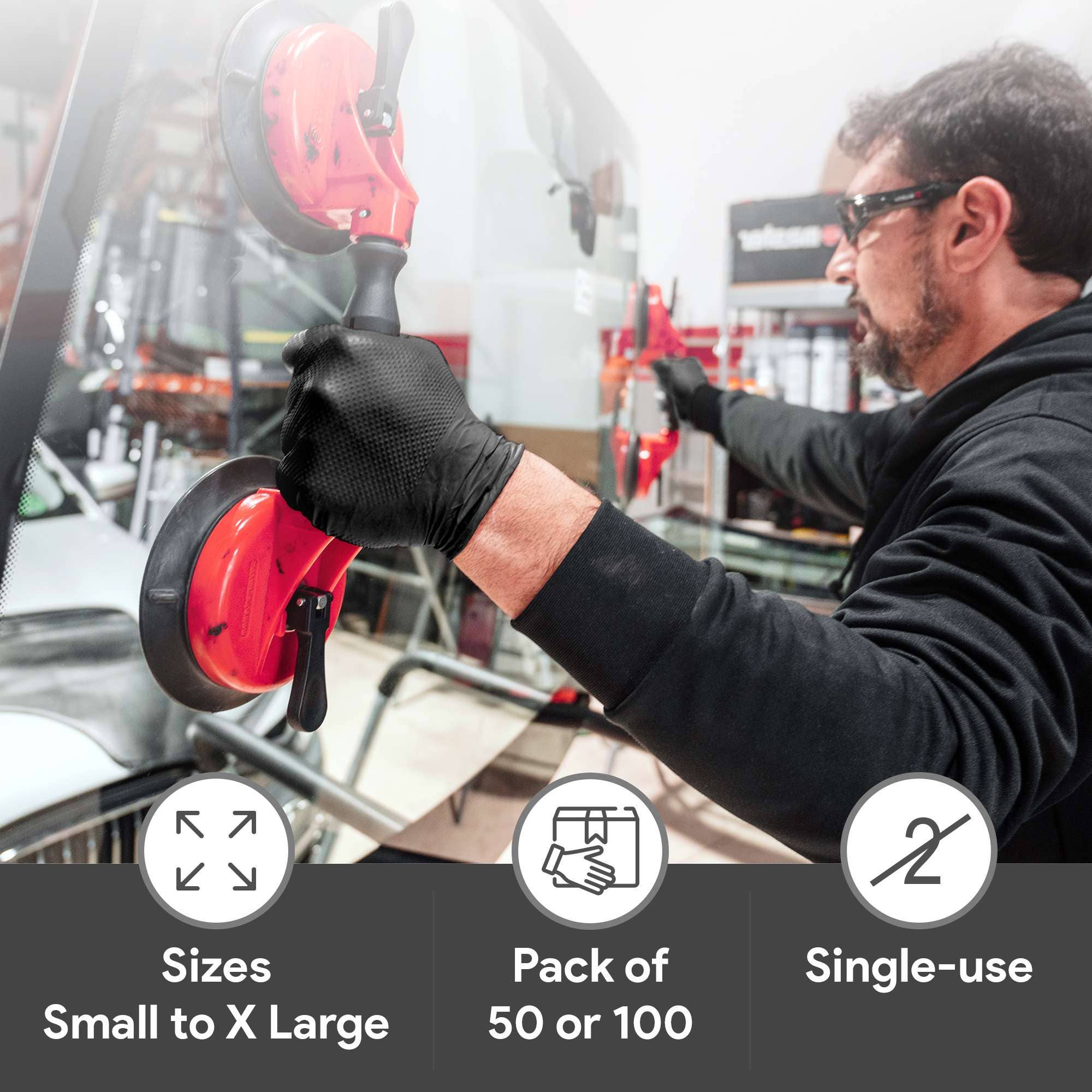 ShopHomeMed - Wholesale Gloves - Unisex - WeCare Diamond Textured Black Nitrile Gloves - 8 Mil Thick5