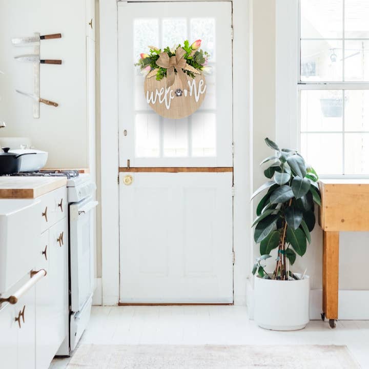 Lu home - Wholesale Sign - Lu home Interchangeable Welcome Sign with Attached Wreath & Ornaments7