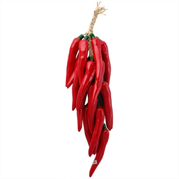 Sanyork Fair Trade - Wholesale Decorative Tabletop Object - Pepper Ristra Ceramic 18" Red Strand California Kitchen